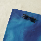 White Turtle Tribal | Blauwe Waterverf | Monogram Strandlaken (In situ)