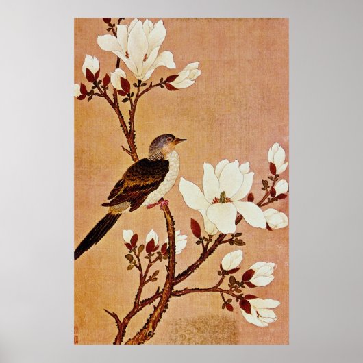 White Turtledove on Flowering Branch, Chiang T'ing Poster (Voorkant)