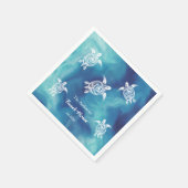 White Turtles Blue Ocean Waterverf Custom Text Servet (Hoek)