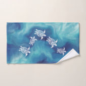 White Turtles in Blue Ocean Waterverf Coastal Bad Handdoek (Handdoek)