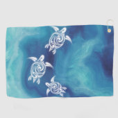 White Turtles in Blue Ocean Waterverf Coastal Golfhanddoek (Horizontaal)