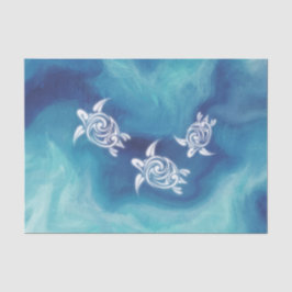 White Turtles in Blue Ocean Waterverf Coastal Tissuepapier
