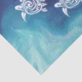 White Turtles in Blue Ocean Waterverf Coastal Tissuepapier (Detail)