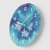 White Turtles in Blue Ocean Waterverf Grote Klok (Hoek)