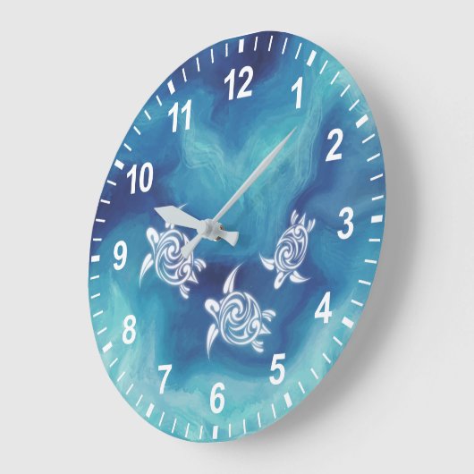 White Turtles in Blue Ocean Waterverf Grote Klok (Hoek)