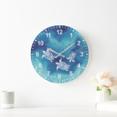 White Turtles in Blue Ocean Waterverf Grote Klok (Huis)