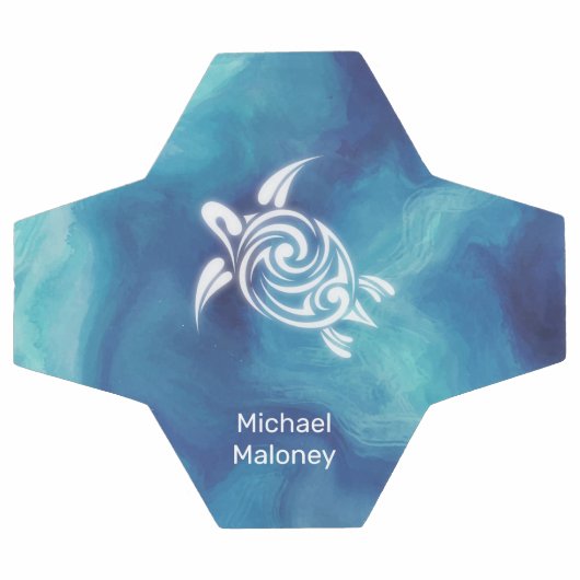 White Turtles in Blue Ocean Waterverf Jouw naam Voetbal (Enkel)