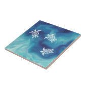 White Turtles in Blue Ocean Waterverf Tegeltje (Zijkant)