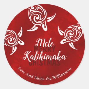 White Turtles Red Mele Kalikimaka Aangepast Ronde Sticker