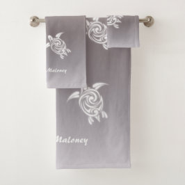 White Turtles Taupe Gradieet Voeg naam toe Bad Handdoek