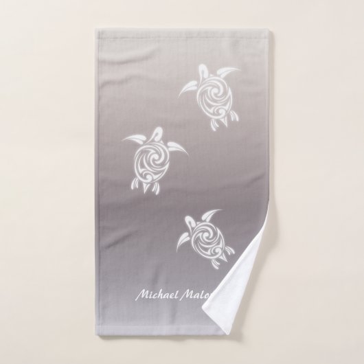 White Turtles Taupe Gradieet Voeg naam toe Bad Handdoek (Handdoek)