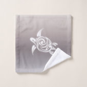 White Turtles Taupe Gradieet Voeg naam toe Bad Handdoek (Wasdoekje)