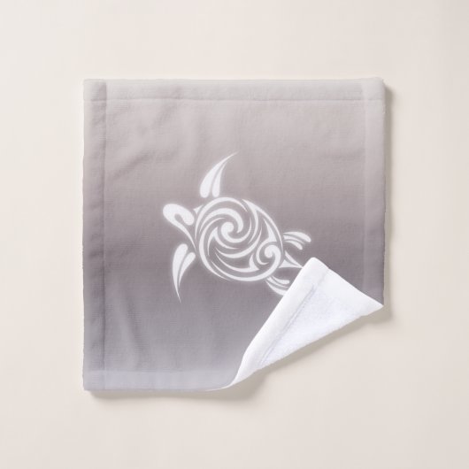 White Turtles Taupe Gradieet Voeg naam toe Bad Handdoek (Wasdoekje)