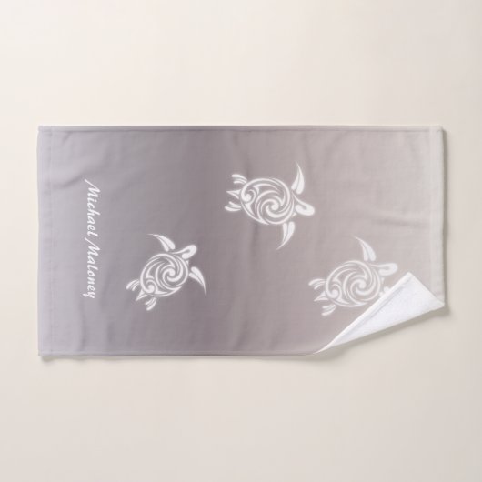 White Turtles Taupe Gradieet Voeg naam toe Bad Handdoek (Handdoek)
