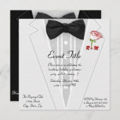 White Tuxedo met Bow Stropdas Monogram Kaart (Voorkant / Achterkant)