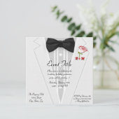 White Tuxedo met Bow Stropdas Monogram Kaart (Staand voorkant)