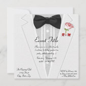 White Tuxedo met Bow Stropdas Monogram Kaart (Voorkant)