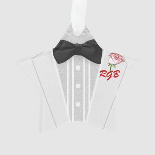 White Tuxedo Monogram met Roos Ornament (achterkant)
