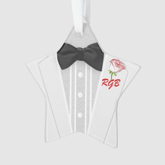 White Tuxedo Monogram met Roos Ornament (voorkant)