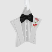 White Tuxedo Monogram met Roos Ornament (voorkant)