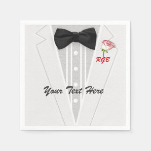 White Tuxedo Monogram met Roos Servet