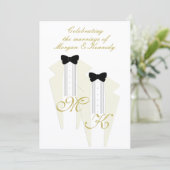 White Tuxedo Two Grooms Gay Weddenschap Kaart (Staand voorkant)
