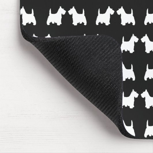 White Twin Scottie Dogs Silhouette Tiled Pattern Muismat (Hoek)