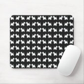 White Twin Scottie Dogs Silhouette Tiled Pattern Muismat (Met muis)