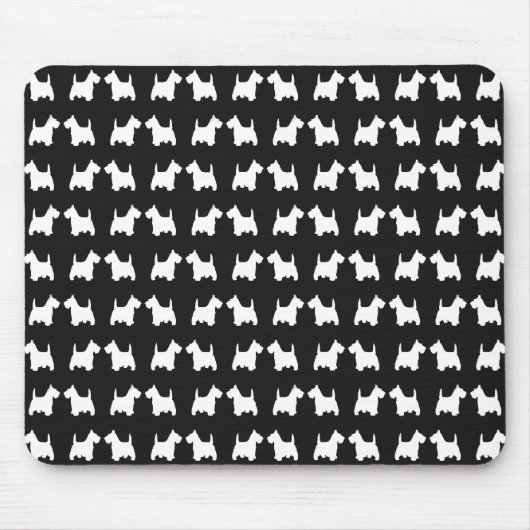 White Twin Scottie Dogs Silhouette Tiled Pattern Muismat (Voorkant)