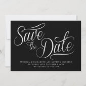 White Typo Modern Black Save the Date Kaart (Voorkant)