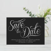 White Typo Modern Black Save the Date Kaart (Staand voorkant)