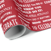 White Typography Celebration Congrats on Red Cadeaupapier (Rol Hoek)