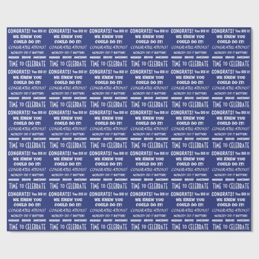 White Typography Gefeliciteerd met Blue Cadeaupapier (Vlak)