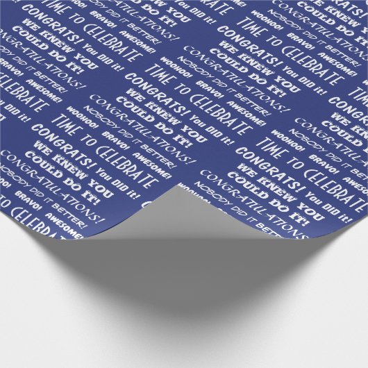 White Typography Gefeliciteerd met Blue Cadeaupapier (Hoek)