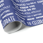 White Typography Gefeliciteerd met Blue Cadeaupapier (Rol Hoek)