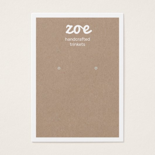 White Typography Kraft Earring Display Card Visitekaartje (Voorkant)