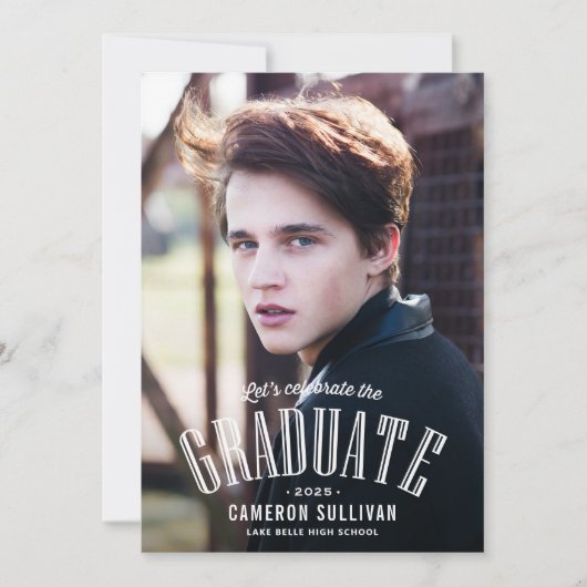 White  Typography Photo Afstuderen Kaart (Voorkant)