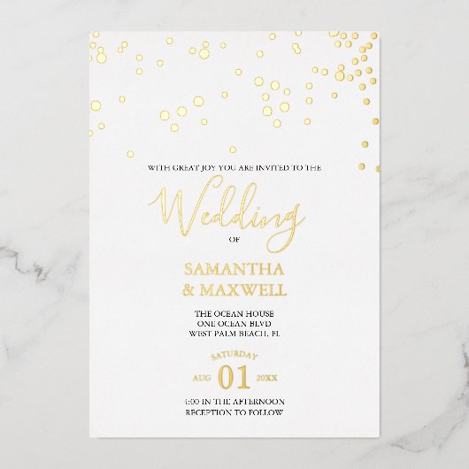 White Typography Wedding Folie Invitation Uitnodiging (Voorkant)