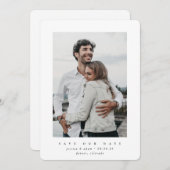 White Ultra Minimal Save the Date Photo Card (Voorkant / Achterkant)