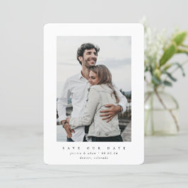 White Ultra Minimal Save the Date Photo Card