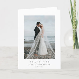 White Ultra Minimal Single Photo Wedding Bedankkaart