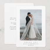 White Ultra Minimal Single Photo Wedding Bedankkaart (Voorkant / Achterkant)