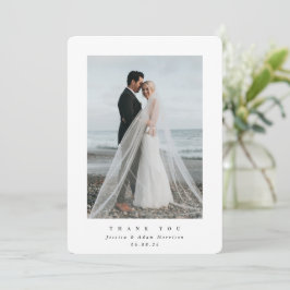 White Ultra Minimal Single Photo Wedding Bedankkaart
