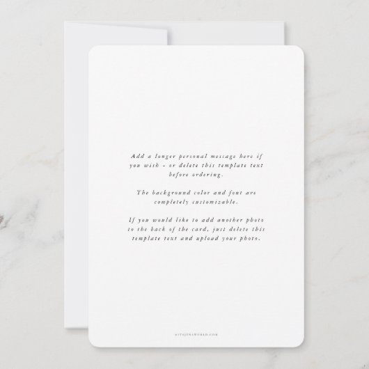 White Ultra Minimal Single Photo Wedding Bedankkaart (Achterkant)