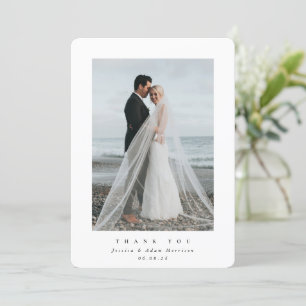 White Ultra Minimal Single Photo Wedding Bedankkaart