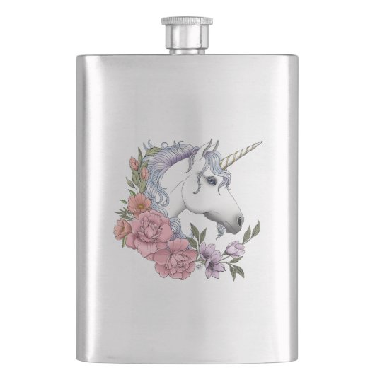 White Unicorn and Flowers Flacon (Voorkant)