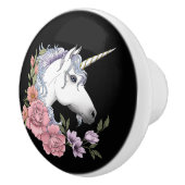 White Unicorn and Flowers Keramische Knop (Rechts)