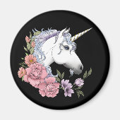 White Unicorn and Flowers Magneet (Voorkant)