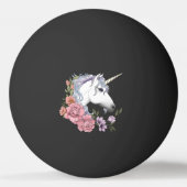 White Unicorn and Flowers Pingpongbal (Achterkant)