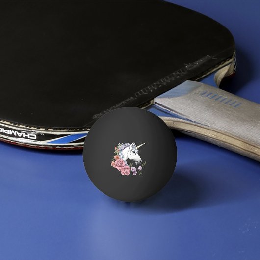 White Unicorn and Flowers Pingpongbal